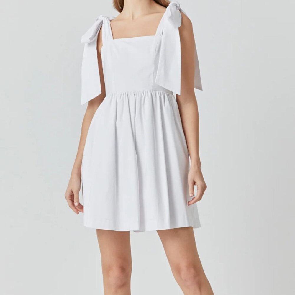 Endless Rose Bowed Square Neckline Baby Doll Mini
